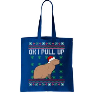 Ok I Pull Up Capybara Ugly Christmas Sweater Internet Meme Gift Tote Bag