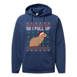 Ok I Pull Up Capybara Ugly Christmas Sweater Internet Meme Gift Performance Fleece Hoodie