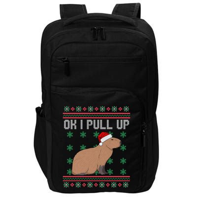Ok I Pull Up Capybara Ugly Christmas Sweater Internet Meme Impact Tech Backpack