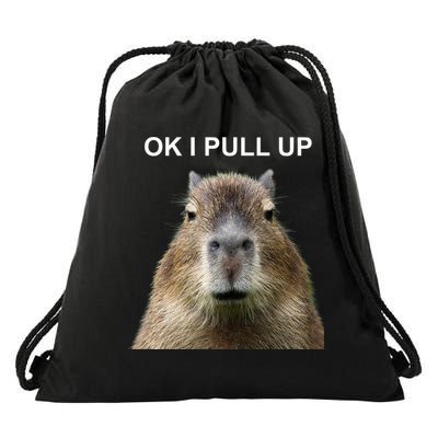 Ok I Pull Up Capybara Drawstring Bag