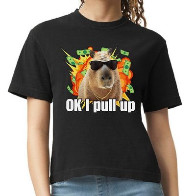 Ok I Pull Up Capybara Funny Meme Comfort Colors Boxy T-Shirt