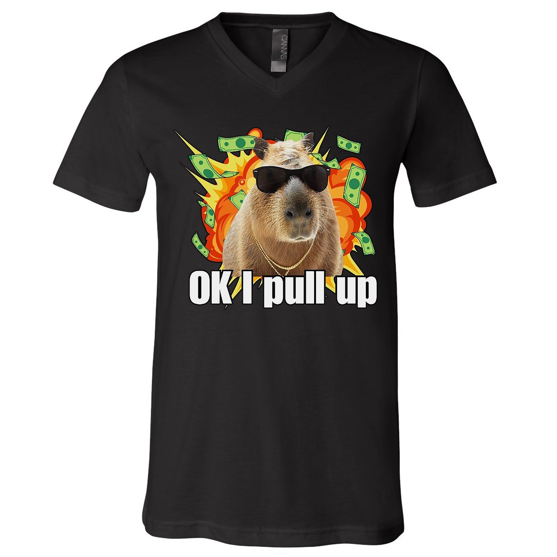 Ok I Pull Up Capybara Funny Meme V-Neck T-Shirt