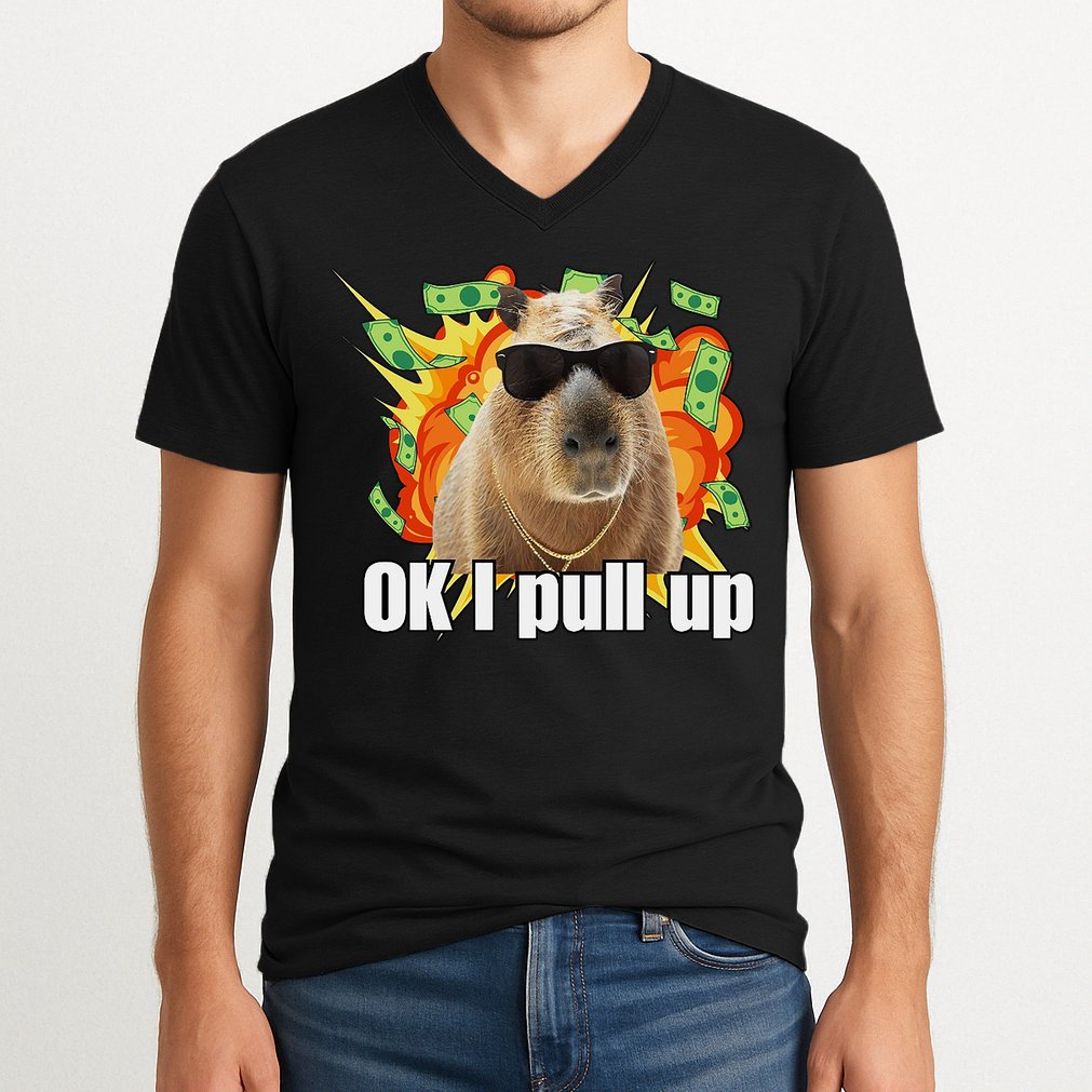 Ok I Pull Up Capybara Funny Meme V-Neck T-Shirt