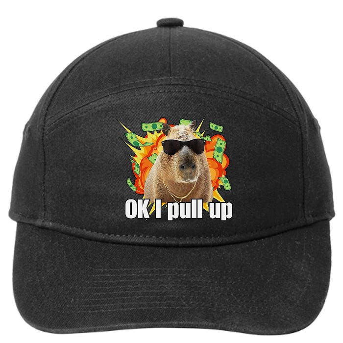 Ok I Pull Up Capybara Funny Meme 7-Panel Snapback Hat