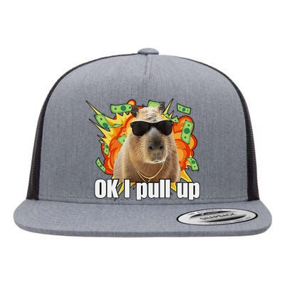 Ok I Pull Up Capybara Funny Meme Flat Bill Trucker Hat