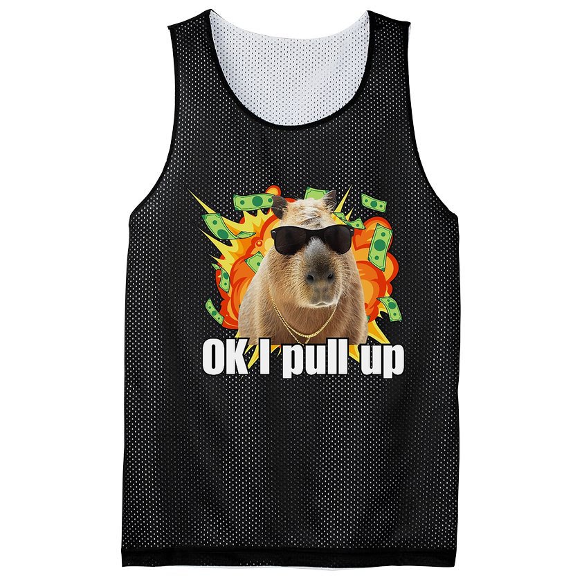 Ok I Pull Up Capybara Funny Meme Mesh Reversible Basketball Jersey Tank