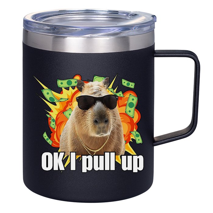 Ok I Pull Up Capybara Funny Meme 12oz Stainless Steel Coffee Mug