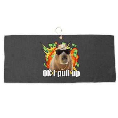 Ok I Pull Up Capybara Funny Meme Large Microfiber Waffle Golf Towel