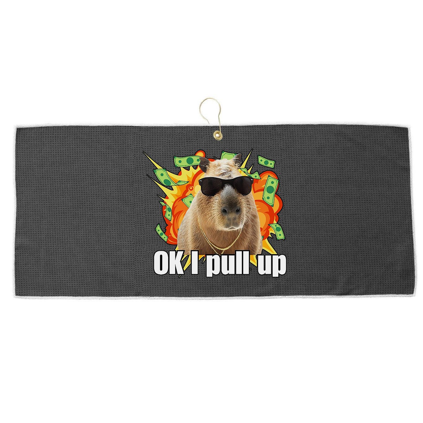 Ok I Pull Up Capybara Funny Meme Large Microfiber Waffle Golf Towel