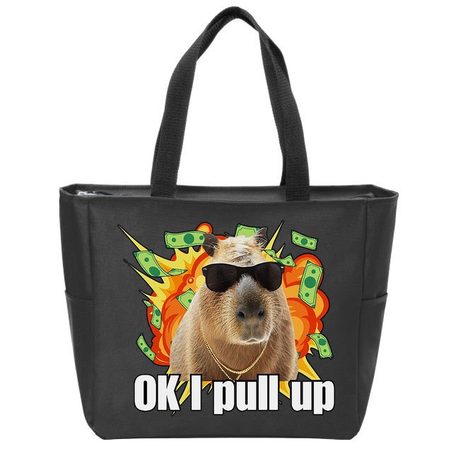 Ok I Pull Up Capybara Funny Meme Zip Tote Bag