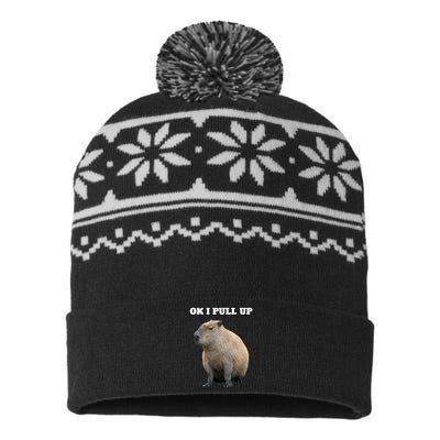 Ok I Pull Up Capybara Gift Funny Capybara Meme Ok I Pull Up USA-Made Snowflake Beanie