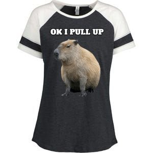 Ok I Pull Up Capybara Gift Funny Capybara Meme Ok I Pull Up Enza Ladies Jersey Colorblock Tee