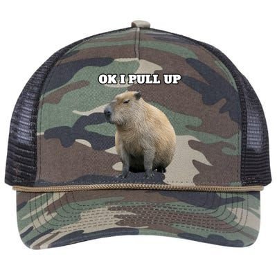 Ok I Pull Up Capybara Gift Funny Capybara Meme Ok I Pull Up Retro Rope Trucker Hat Cap