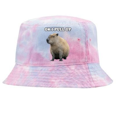 Ok I Pull Up Capybara Gift Funny Capybara Meme Ok I Pull Up Tie-Dyed Bucket Hat