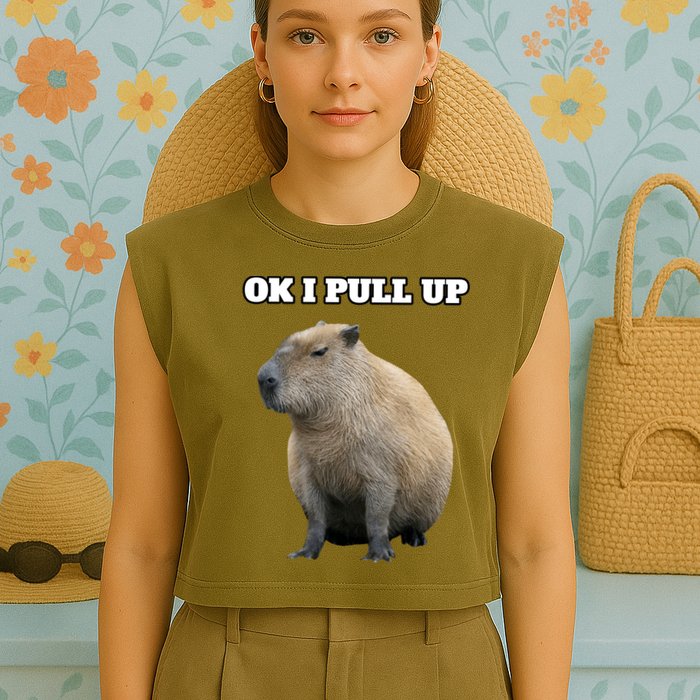 Ok I Pull Up Capybara Gift Funny Capybara Meme Ok I Pull Up Garment-Dyed Women's Muscle Tee