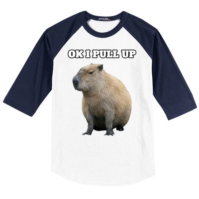 Ok I Pull Up Capybara Gift Funny Capybara Meme Ok I Pull Up Baseball Sleeve Shirt