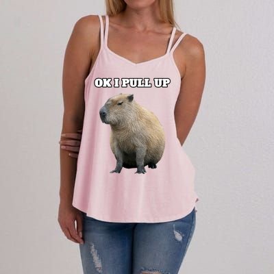 Ok I Pull Up Capybara Gift Funny Capybara Meme Ok I Pull Up Women's Strappy Tank