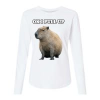 Ok I Pull Up Capybara Gift Funny Capybara Meme Ok I Pull Up Womens Cotton Relaxed Long Sleeve T-Shirt