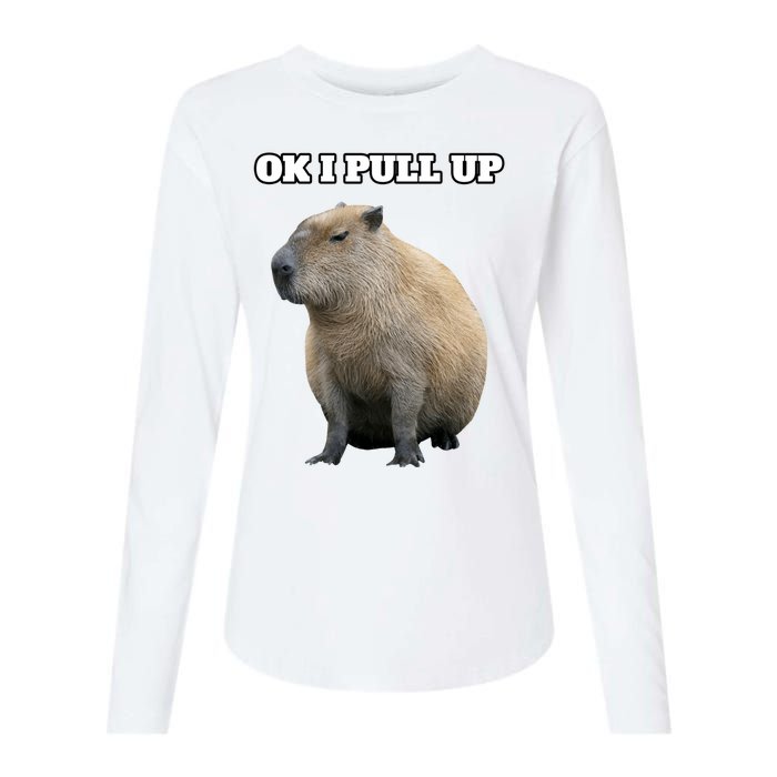 Ok I Pull Up Capybara Gift Funny Capybara Meme Ok I Pull Up Womens Cotton Relaxed Long Sleeve T-Shirt