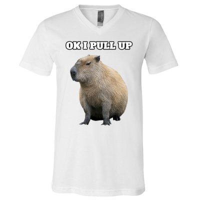 Ok I Pull Up Capybara Gift Funny Capybara Meme Ok I Pull Up V-Neck T-Shirt