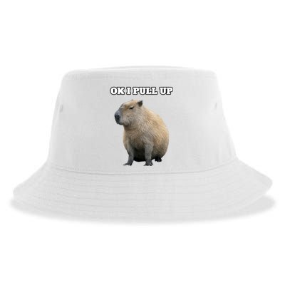 Ok I Pull Up Capybara Gift Funny Capybara Meme Ok I Pull Up Sustainable Bucket Hat