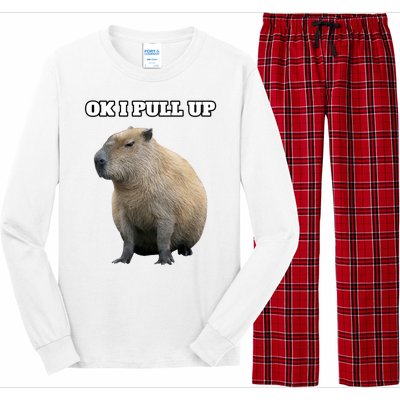 Ok I Pull Up Capybara Gift Funny Capybara Meme Ok I Pull Up Long Sleeve Pajama Set