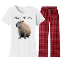 Ok I Pull Up Capybara Gift Funny Capybara Meme Ok I Pull Up Women's Flannel Pajama Set