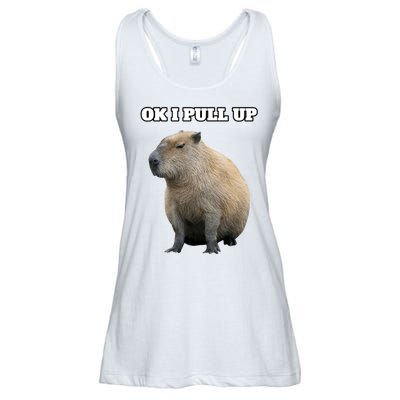 Ok I Pull Up Capybara Gift Funny Capybara Meme Ok I Pull Up Ladies Essential Flowy Tank