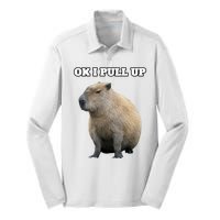 Ok I Pull Up Capybara Gift Funny Capybara Meme Ok I Pull Up Silk Touch Performance Long Sleeve Polo