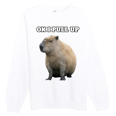 Ok I Pull Up Capybara Gift Funny Capybara Meme Ok I Pull Up Premium Crewneck Sweatshirt