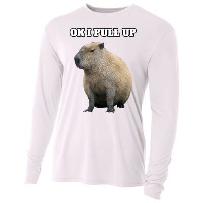 Ok I Pull Up Capybara Gift Funny Capybara Meme Ok I Pull Up Cooling Performance Long Sleeve Crew