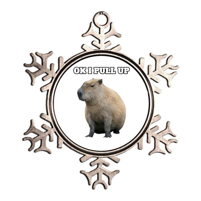 Ok I Pull Up Capybara Gift Funny Capybara Meme Ok I Pull Up Metallic Star Ornament