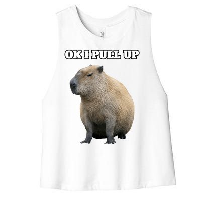 Ok I Pull Up Capybara Gift Funny Capybara Meme Ok I Pull Up Women's Racerback Cropped Tank