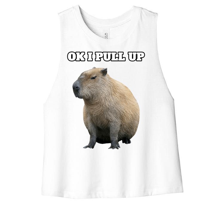 Ok I Pull Up Capybara Gift Funny Capybara Meme Ok I Pull Up Women's Racerback Cropped Tank