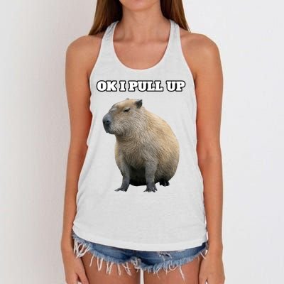 Ok I Pull Up Capybara Gift Funny Capybara Meme Ok I Pull Up Women's Knotted Racerback Tank