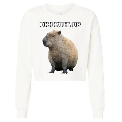 Ok I Pull Up Capybara Gift Funny Capybara Meme Ok I Pull Up Cropped Pullover Crew