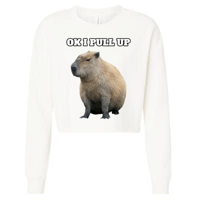 Ok I Pull Up Capybara Gift Funny Capybara Meme Ok I Pull Up Cropped Pullover Crew