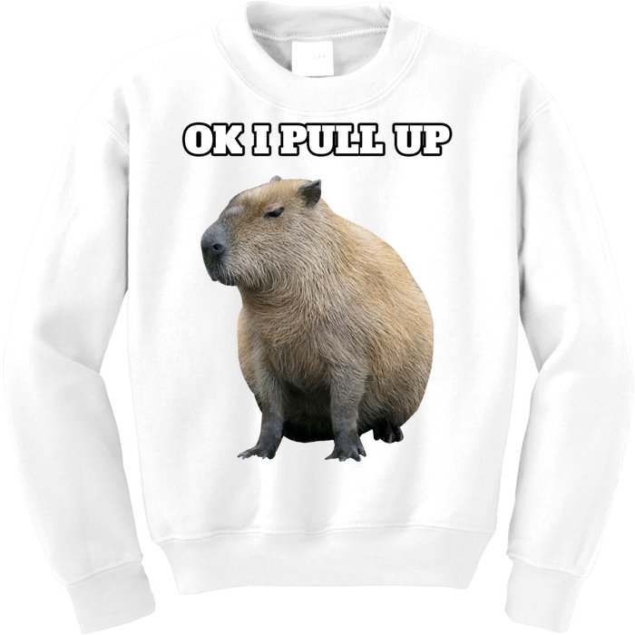 Ok I Pull Up Capybara Gift Funny Capybara Meme Ok I Pull Up Kids Sweatshirt