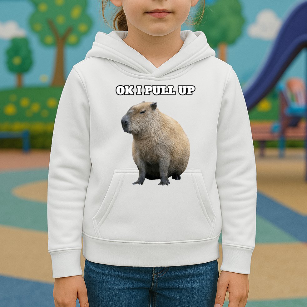 Ok I Pull Up Capybara Gift Funny Capybara Meme Ok I Pull Up Kids Hoodie