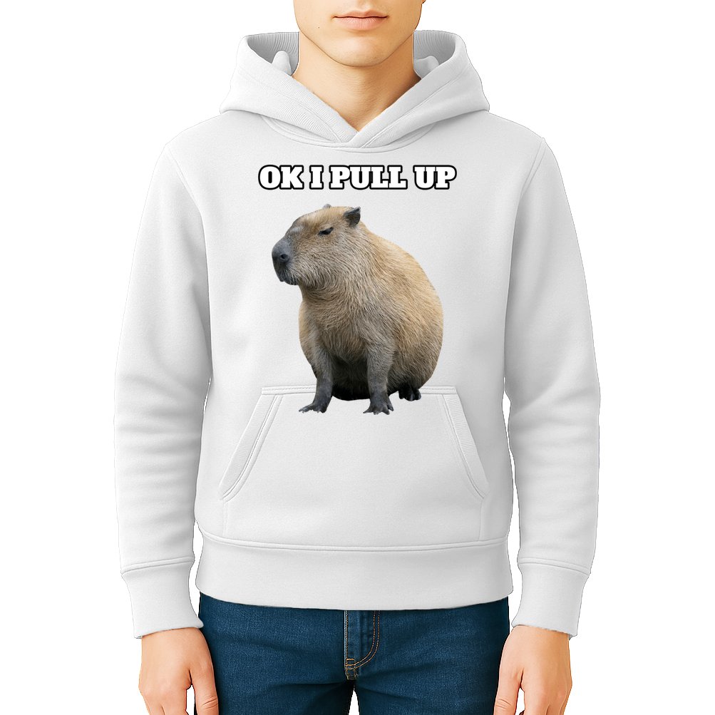 Ok I Pull Up Capybara Gift Funny Capybara Meme Ok I Pull Up Kids Hoodie