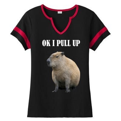 Ok I Pull Up Capybara Funny Ladies Halftime Notch Neck Tee