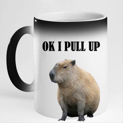 Ok I Pull Up Capybara Funny 11oz Black Color Changing Mug