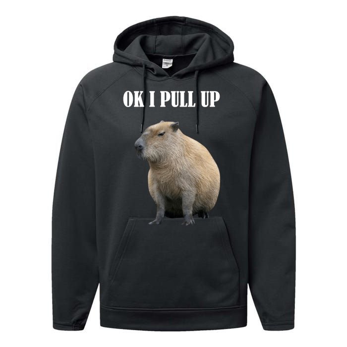 Ok I Pull Up Capybara Funny Performance Fleece Hoodie