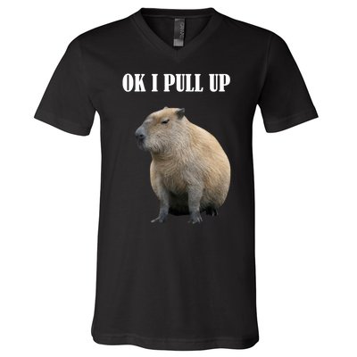 Ok I Pull Up Capybara Funny V-Neck T-Shirt