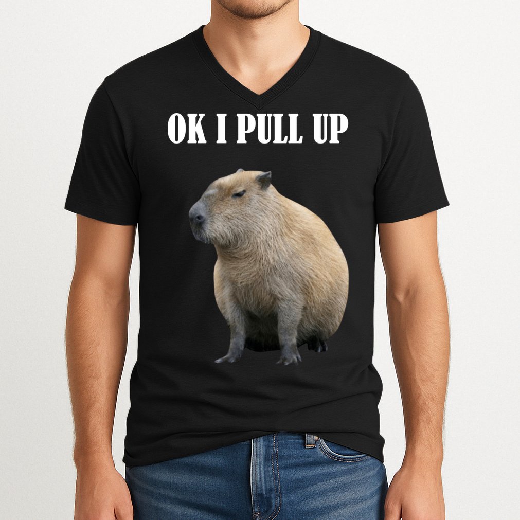 Ok I Pull Up Capybara Funny V-Neck T-Shirt