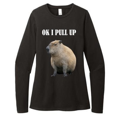 Ok I Pull Up Capybara Funny Womens CVC Long Sleeve Shirt