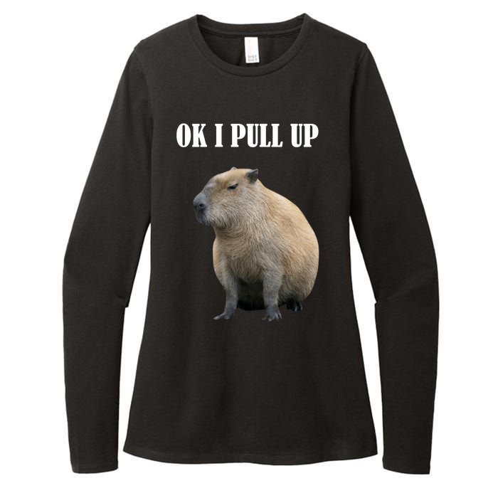 Ok I Pull Up Capybara Funny Womens CVC Long Sleeve Shirt