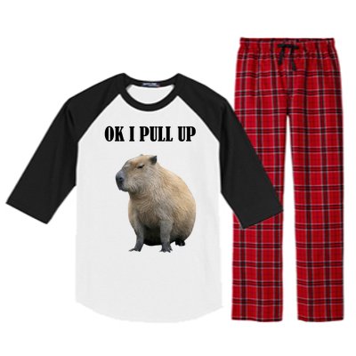 Ok I Pull Up Capybara Funny Raglan Sleeve Pajama Set