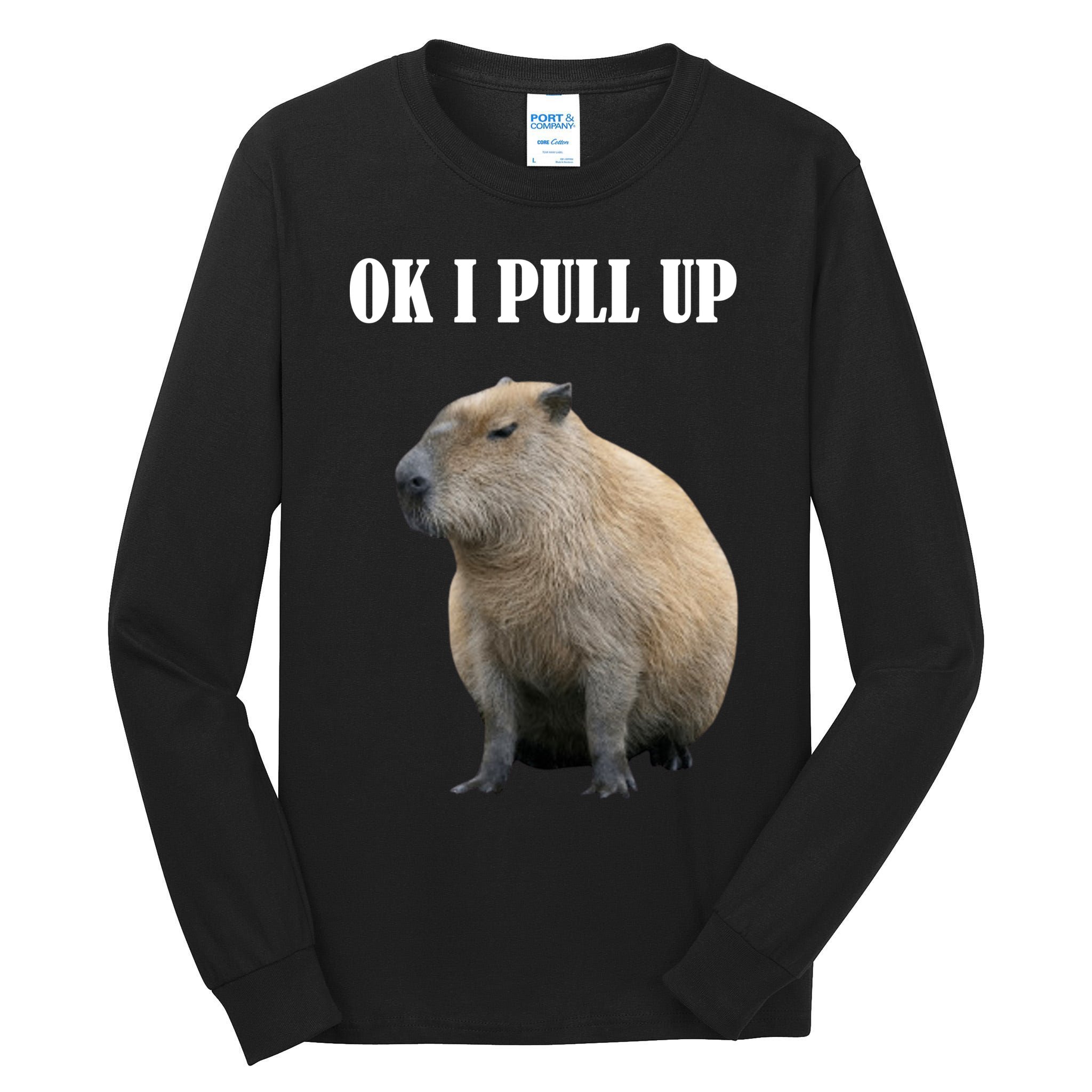 Ok I Pull Up Capybara Funny Tall Long Sleeve T-Shirt