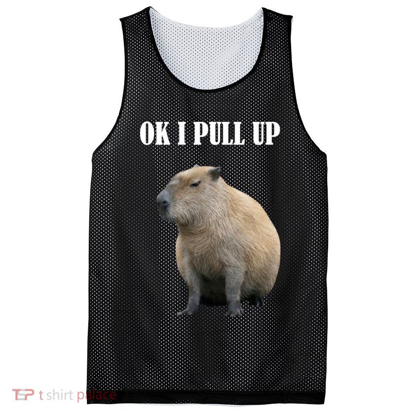 Ok I Pull Up Capybara Funny Mesh Reversible Basketball Jersey Tank